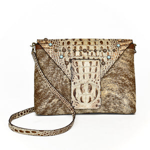 Cowhide Leather Purse, both a clutch & a crossbody in one - The Owl Creek Pass I