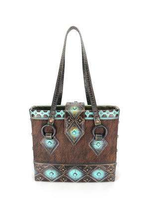Leather Tote Bag, the best designer tote bag for travel! - The Navajo Peak II front view