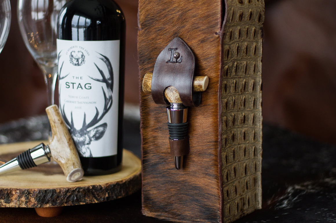 Leather Wine Carrier - The Sunset Peak back view