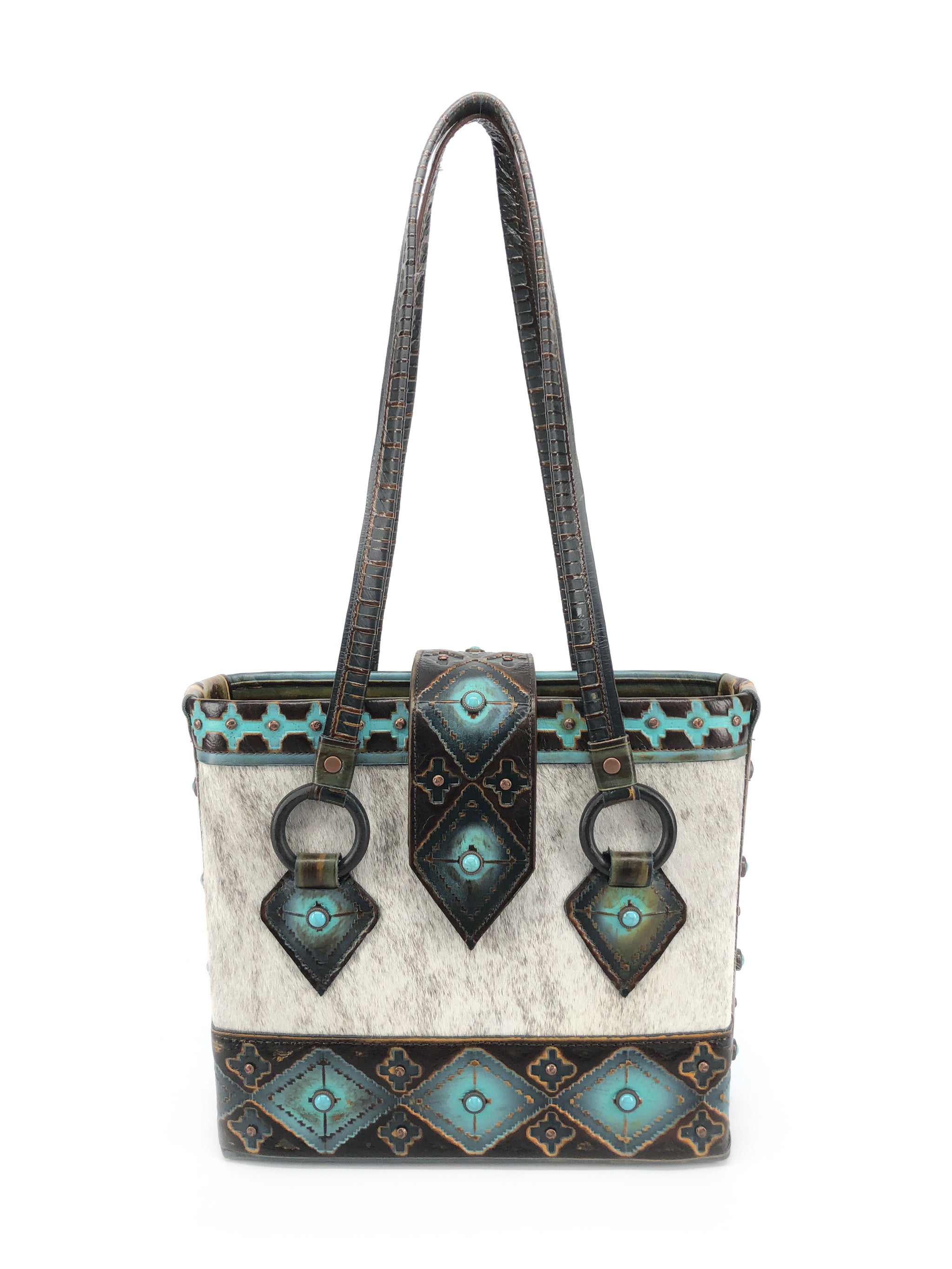 Tote Bag Leath front viewer, for work and travel - The Navajo Peak I