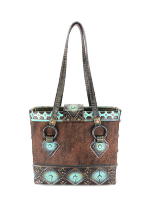 Leather Tote Bag, the best designer tote bag for travel! - The Navajo Peak II front view